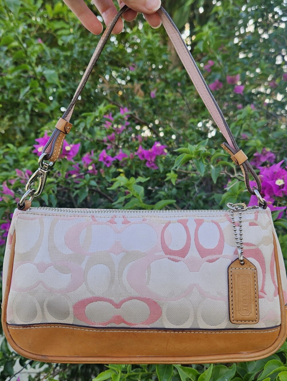 Coach 7027 Pink Optic Signature Demi Shoulder Bag Hangtag Y2K Vintage